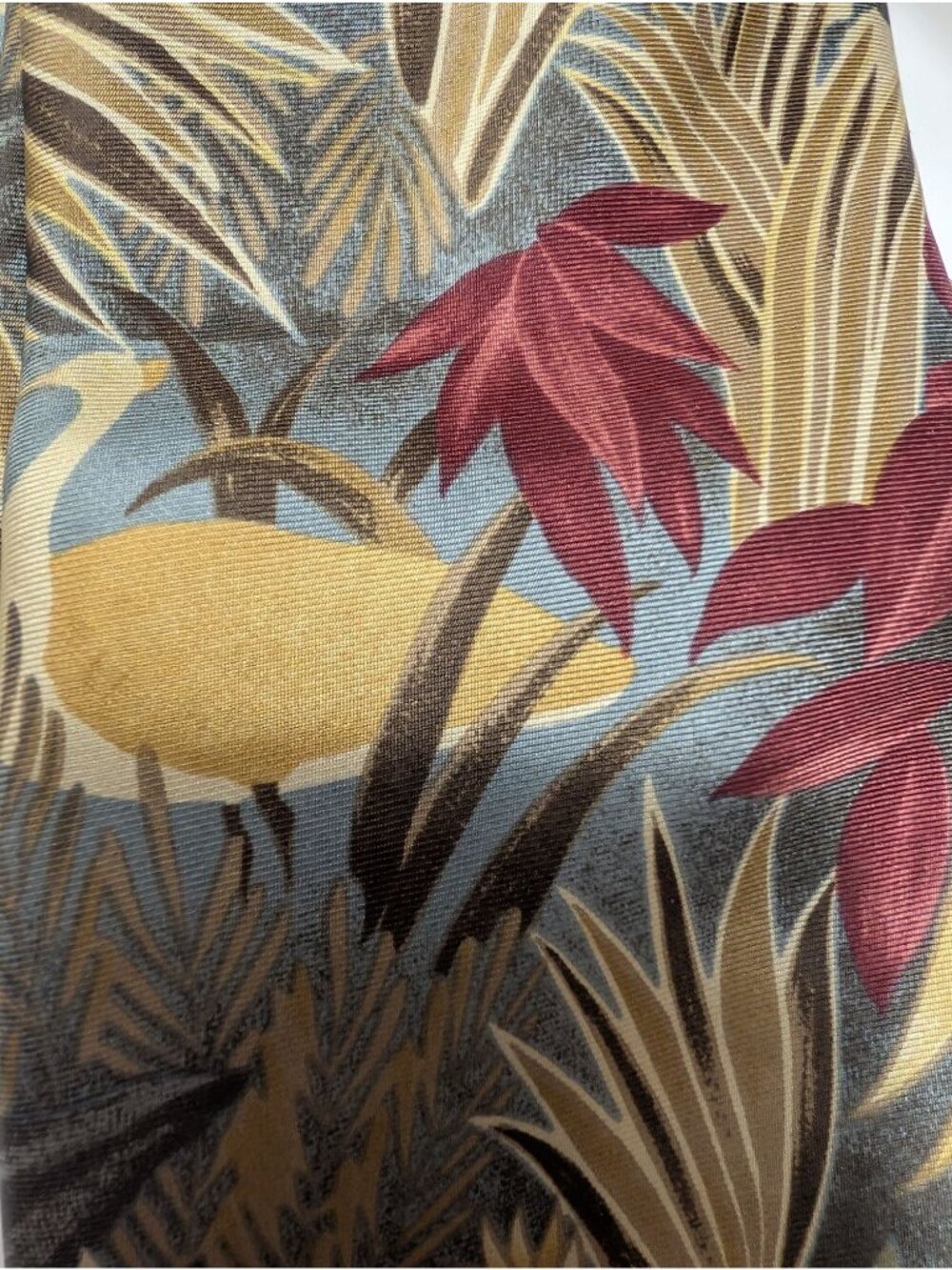 J.S.A. Bank Premier Collection Silk Tie Handprinted Italy Tropical Design